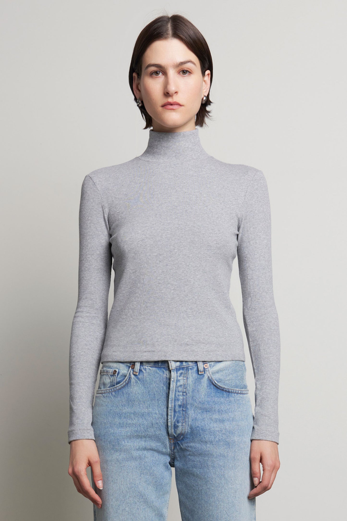 Helms Turtleneck Tops Velvet by Graham & Spencer Heather Grey S