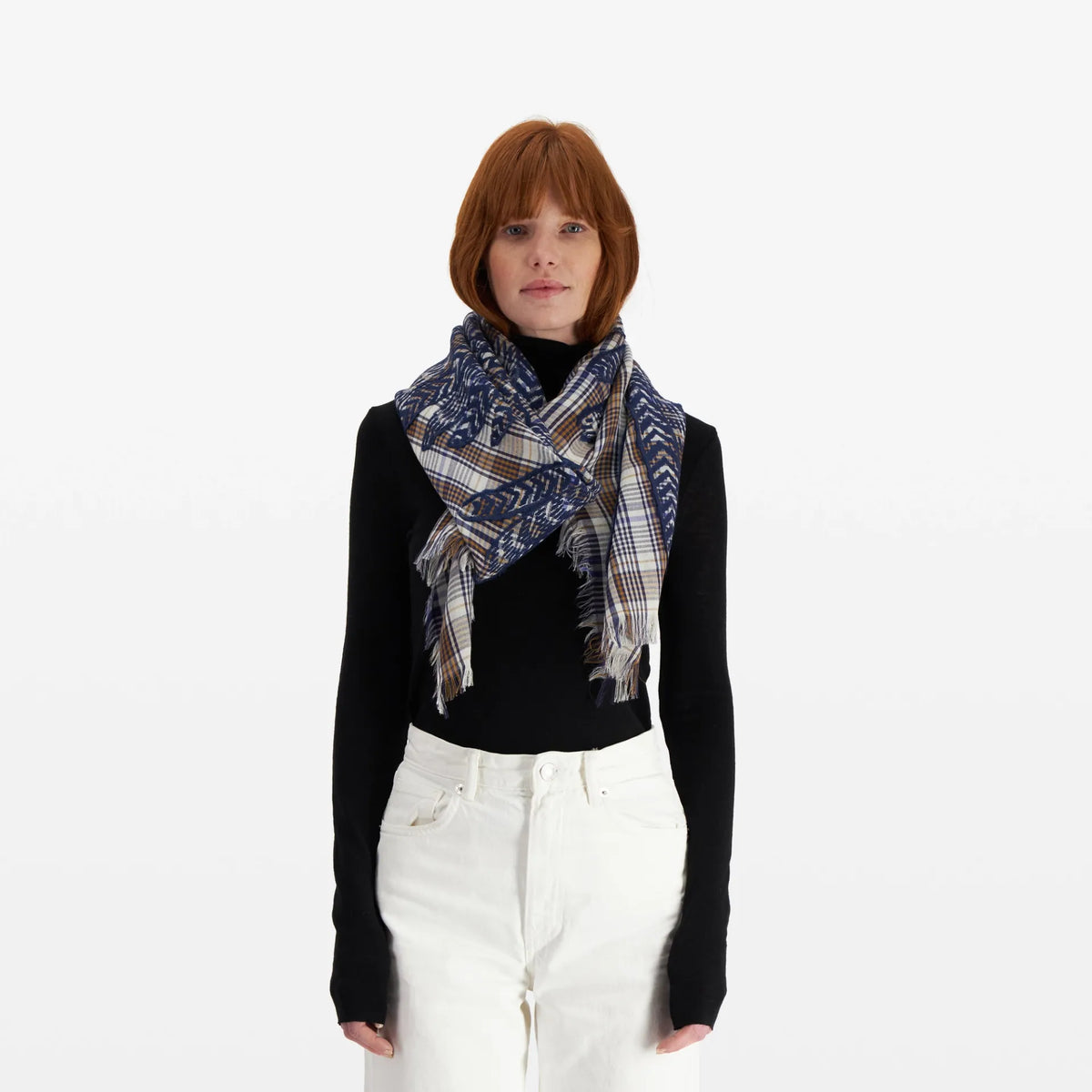 Fringed Cashmere Silk Scarf In Fig