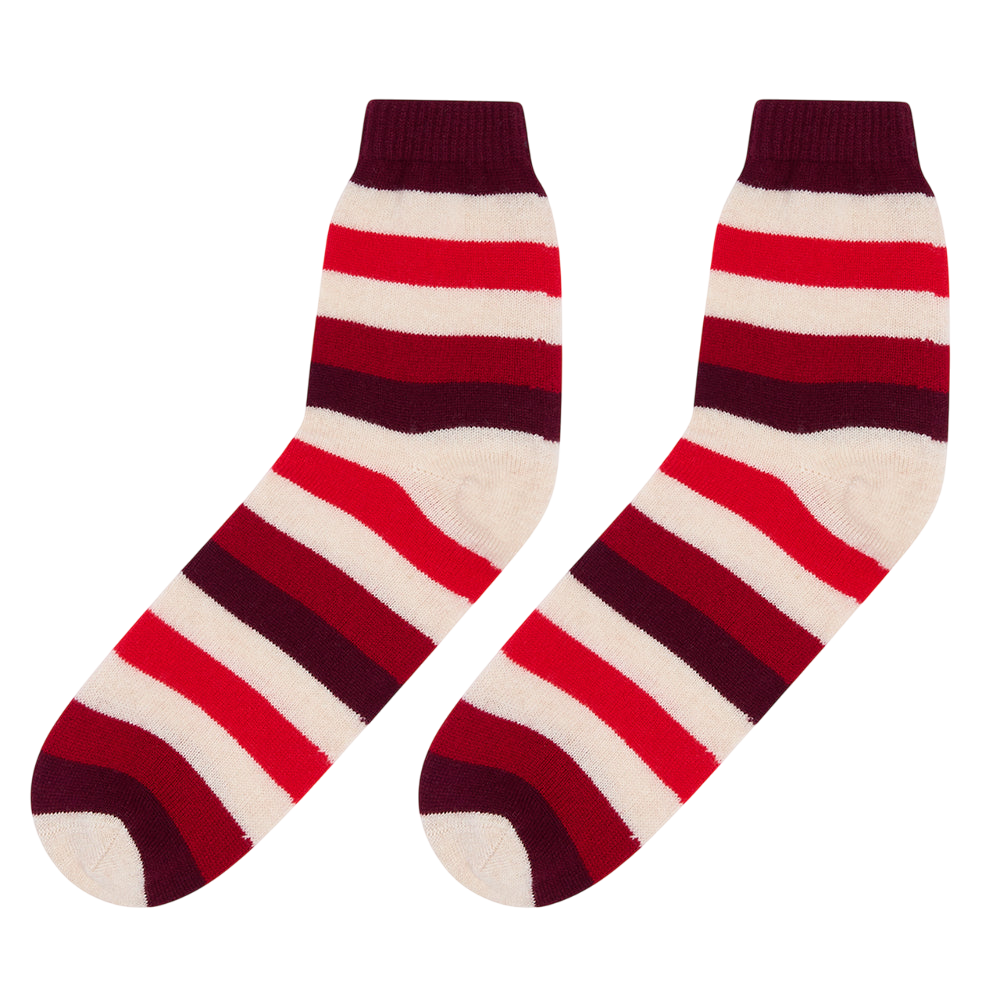Gradient Stripe Socks Socks & Hosiery Jumper 1234 V2_Burgundy Oatmeal One Size