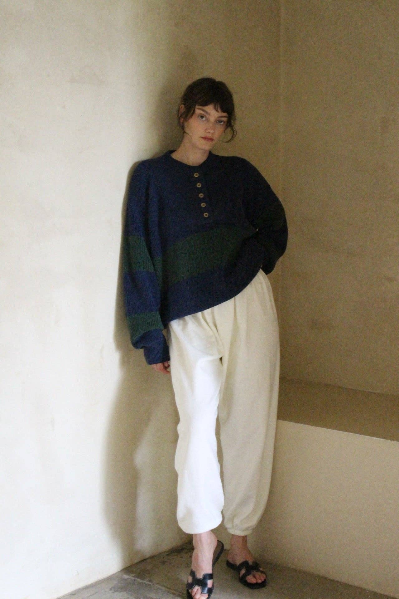 Bud Pima Cotton Striped Henley Sweaters Na Nin