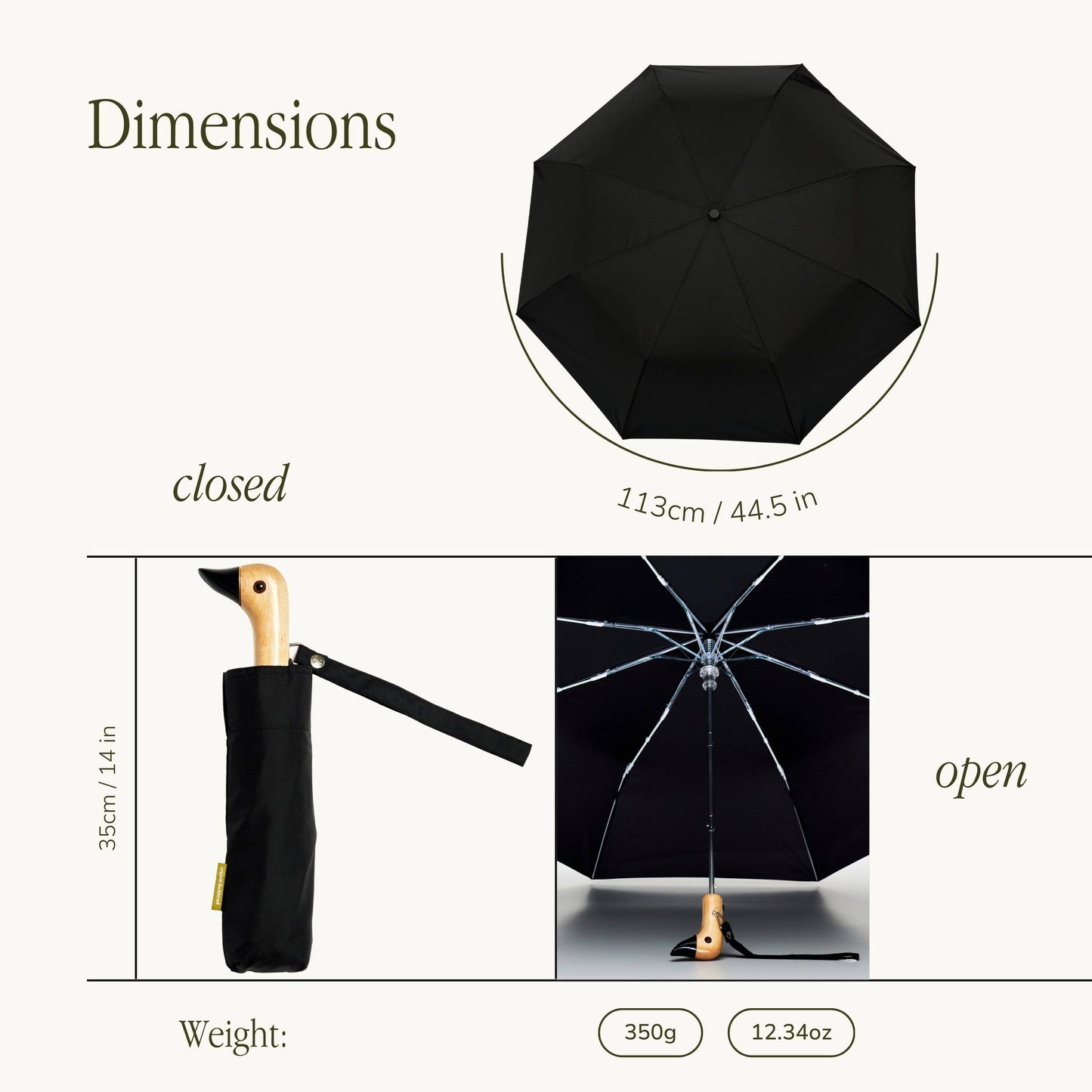Classic Black Compact DuckUmbrella Umbrellas Original Duckhead US