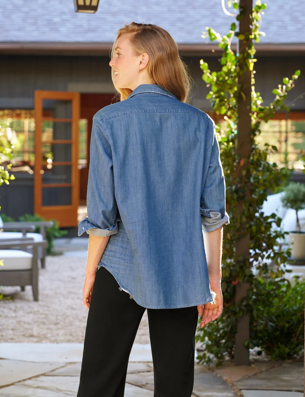 Eileen, Relaxed Button-Up Shirt - Italian Indigo Denim