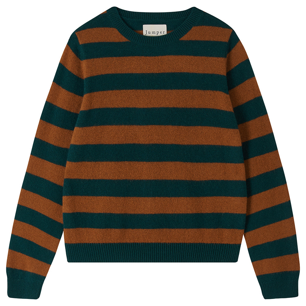 Stripe Crew Jumper 1234 V5_Sacramento_Saddle Brown 1