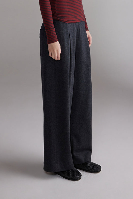 Wool Knit Wide-Leg Pants Pants AMENTE
