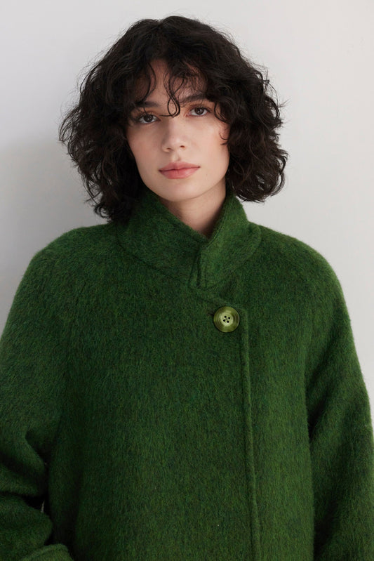 Agnes Coat in Brushed Alpaca Wool Coats CHRISTINE ALCALAY Woodland Green XS/S