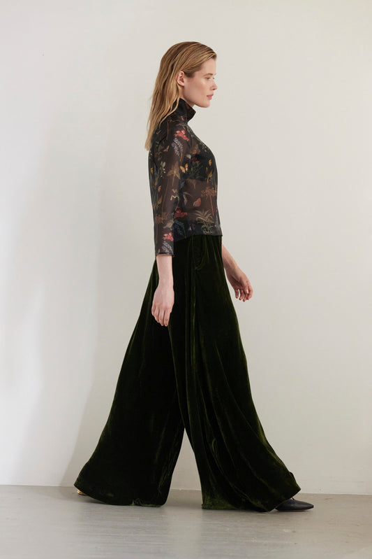 Angela Palazzo Pant in Silk Velvet Pants CHRISTINE ALCALAY