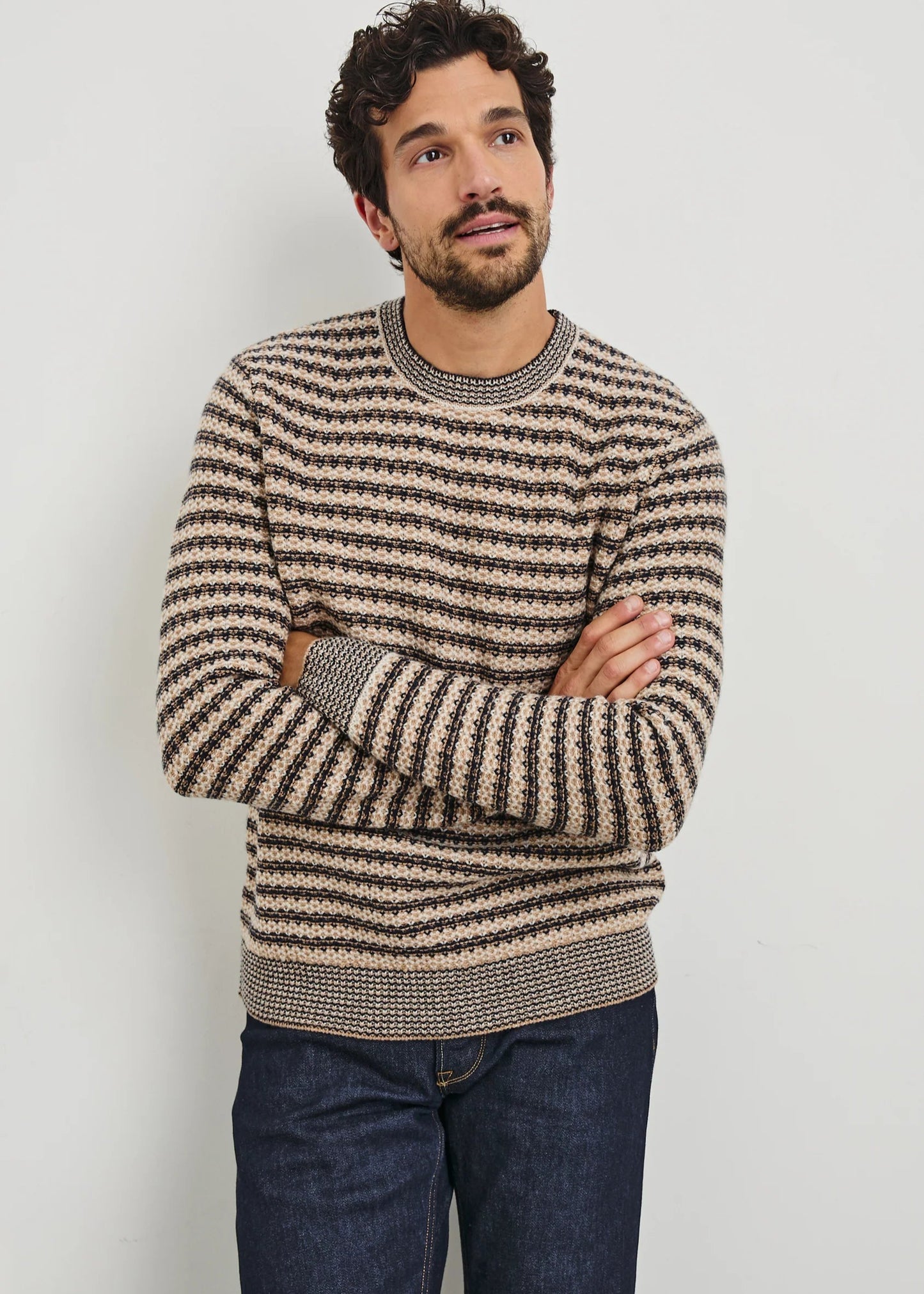 Carrick Roll Neck Sweater Sweaters RAILS Navy Oat Stripe S