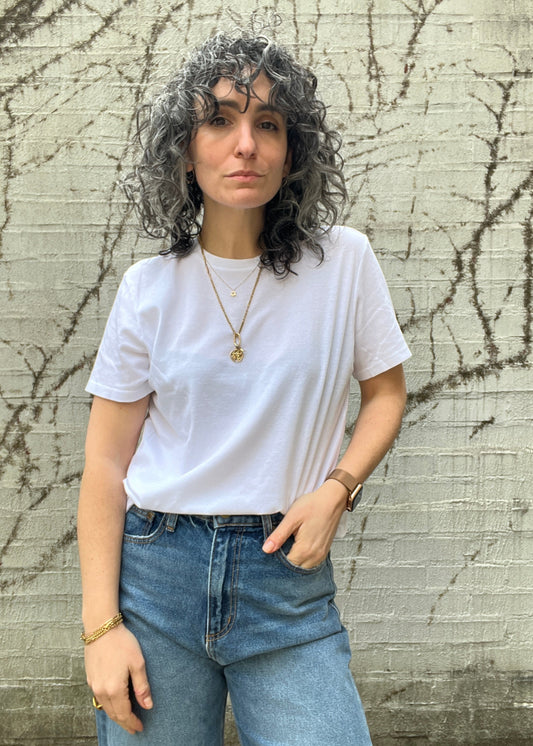 Supima Cotton Oversized Short Sleeve Tee Tops Enza Costa White S