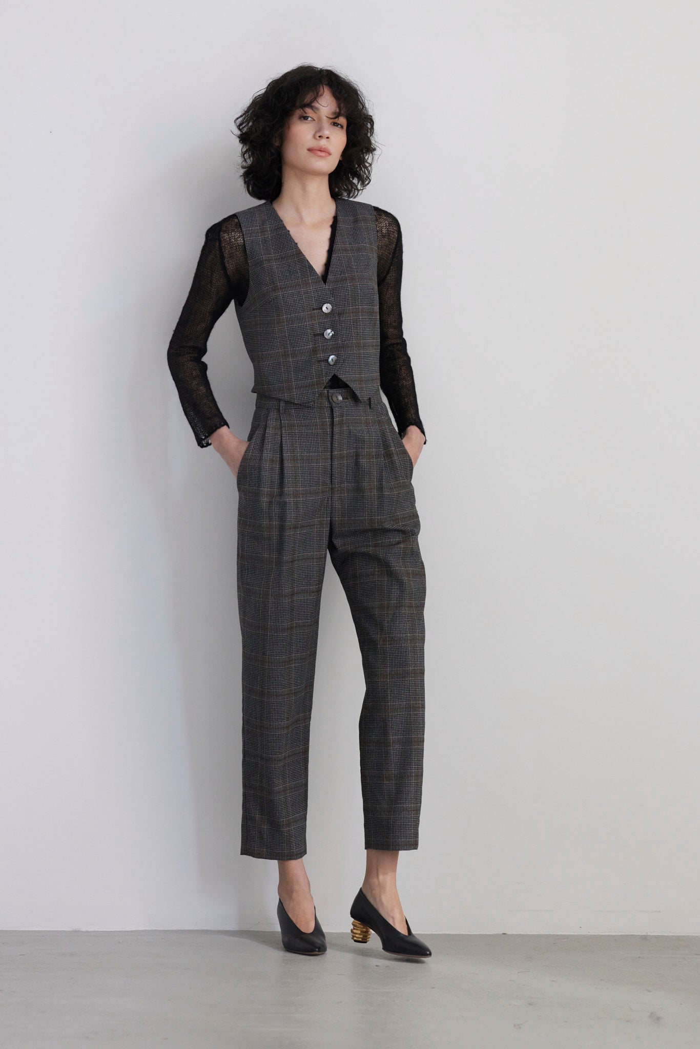 Diane Tailored V Neck Vest in Wool Vests CHRISTINE ALCALAY
