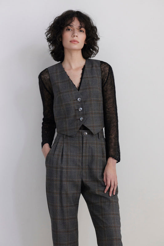 Diane Tailored V Neck Vest in Wool Vests CHRISTINE ALCALAY
