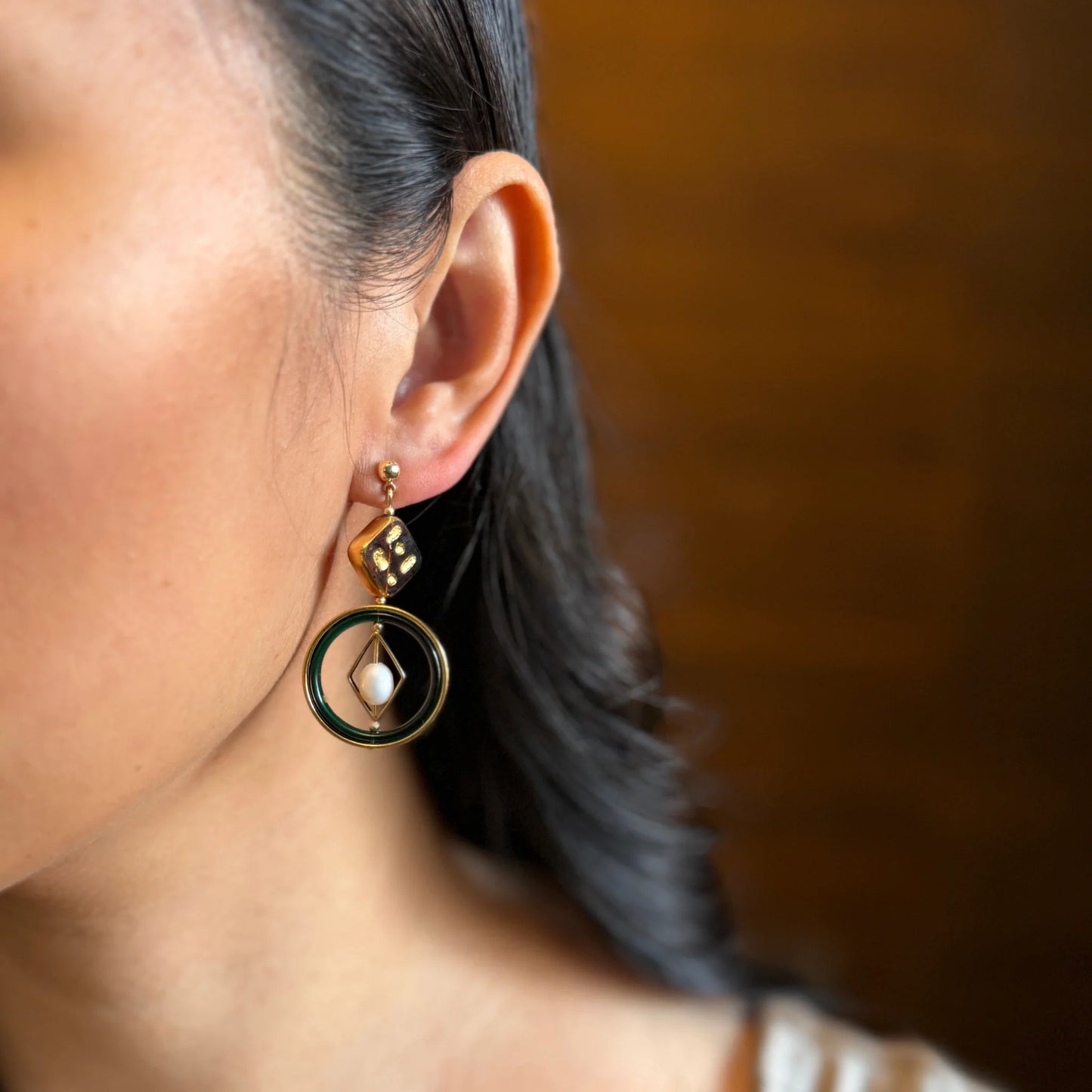 Dice & Pearl Earrings