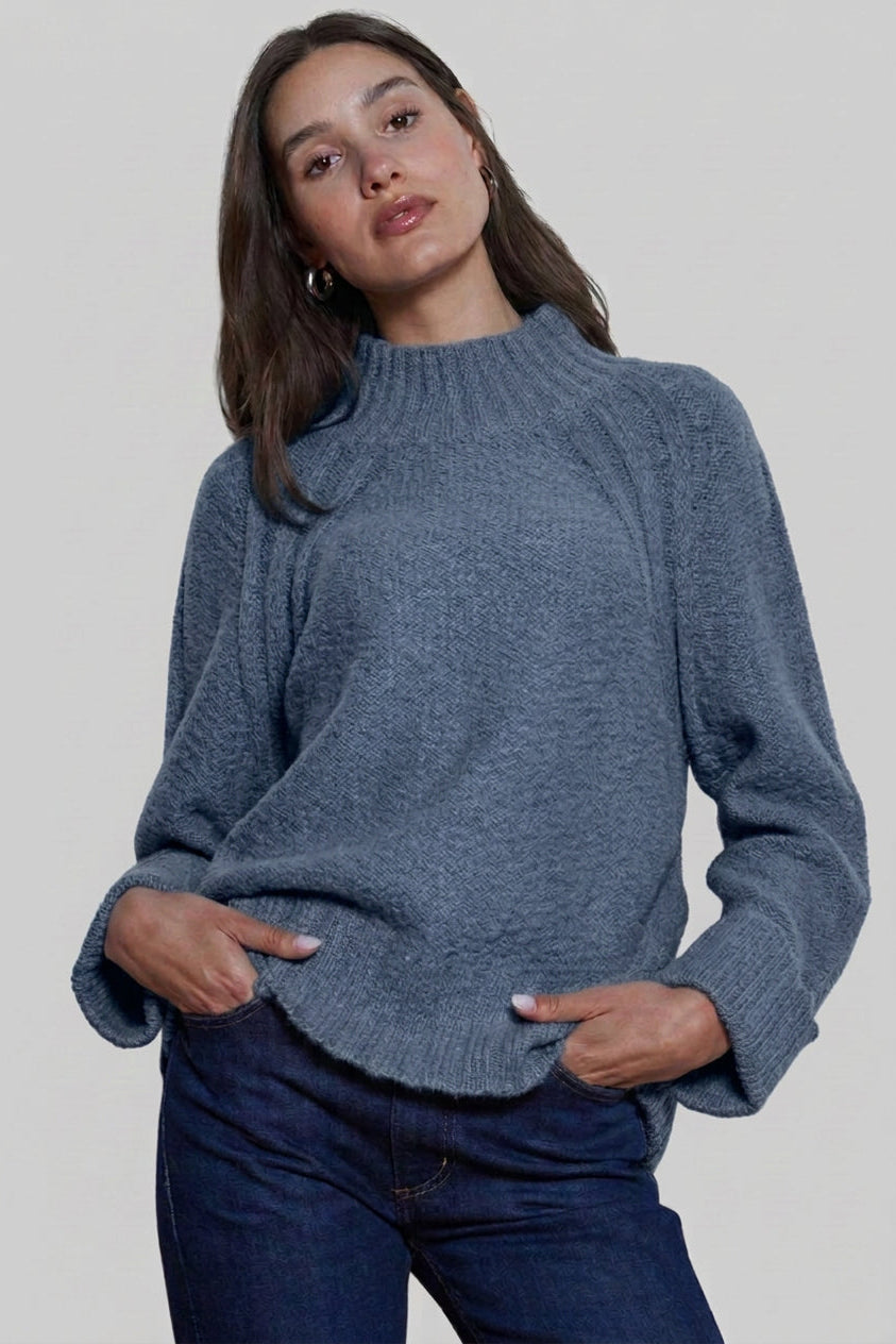 Raglan Crew W/ Cuffed Bracelet Sleeves Sweaters Autumn Cashmere Bluestone S - 2