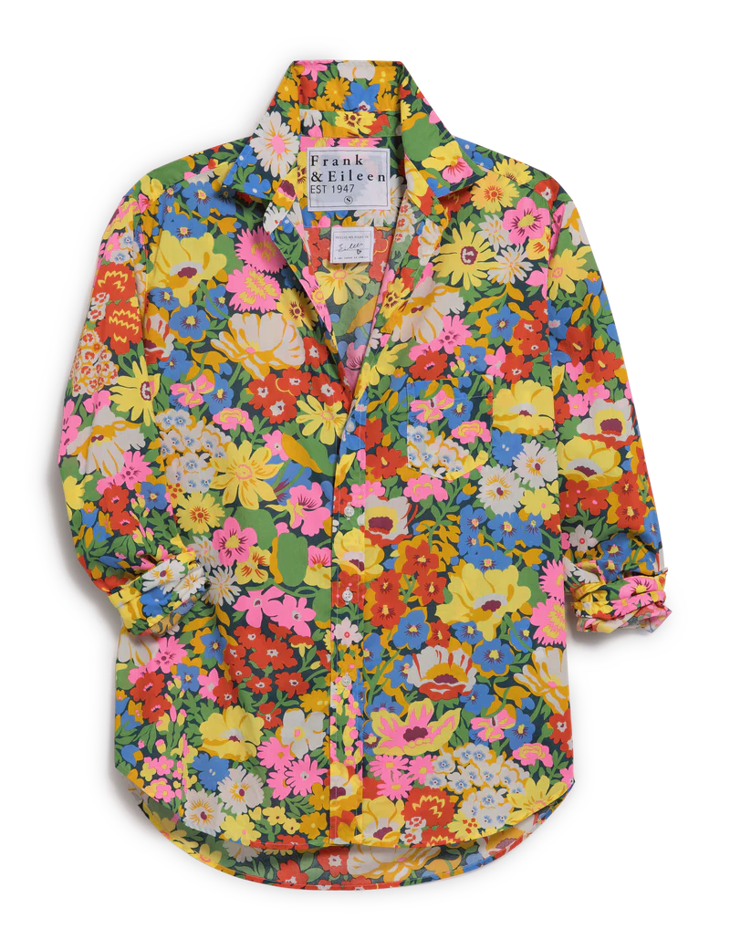 Eileen Relaxed Button-Up Shirt Liberty Tops Frank & Eileen Black Mulitcolor Floral XS