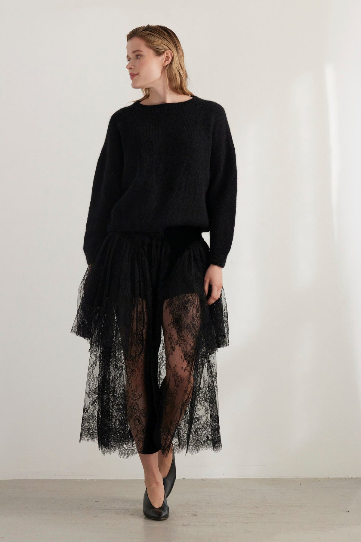 SAMPLE FW26 - Jane Crew Neck Sweater in Alpaca Wool - Black Samples CHRISTINE ALCALAY - 5