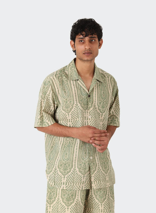 Ronen Green Print S/S Shirt SHIRT Kardo GREEN/NATURAL S 
