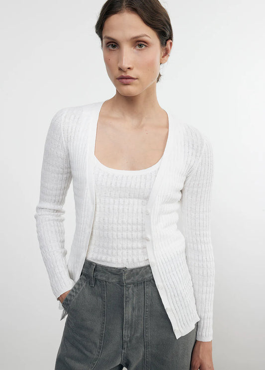 Linen Cotton Sweater Tank Tops Enza Costa White S