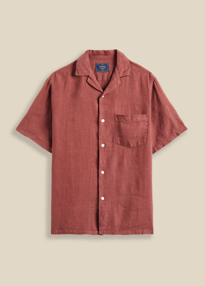 Linen Camp Collar S/S Shirt Shirts Portuguese Flannel Bordeaux S