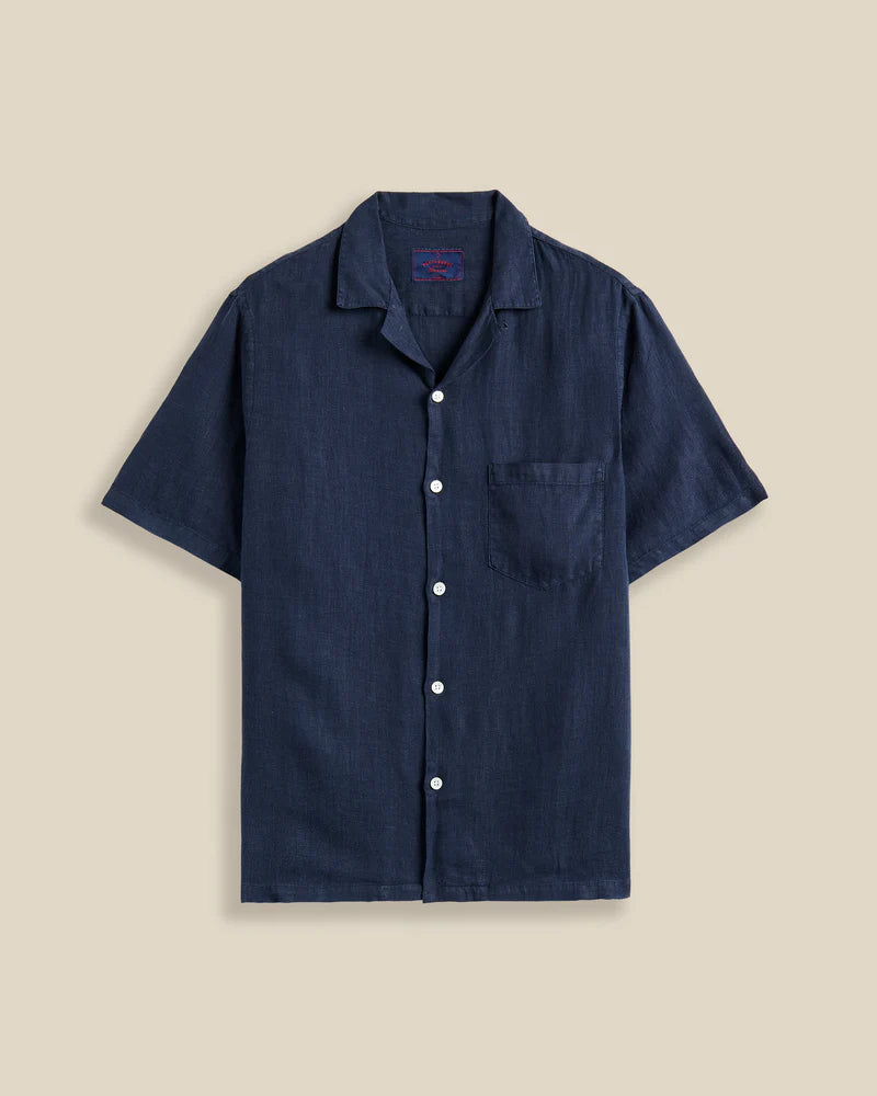 Linen Camp Collar S/S Shirt Shirts Portuguese Flannel Navy S