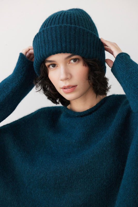 Lofted Alpaca Wool Beanie in Deep Teal Beanies CHRISTINE ALCALAY Deep Teal ZR44 One Size