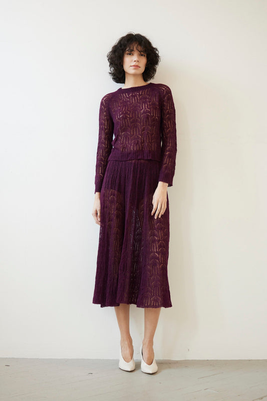 Miranda Baby Alpaca Lace Sweater in Pinot Wine Sweaters CHRISTINE ALCALAY