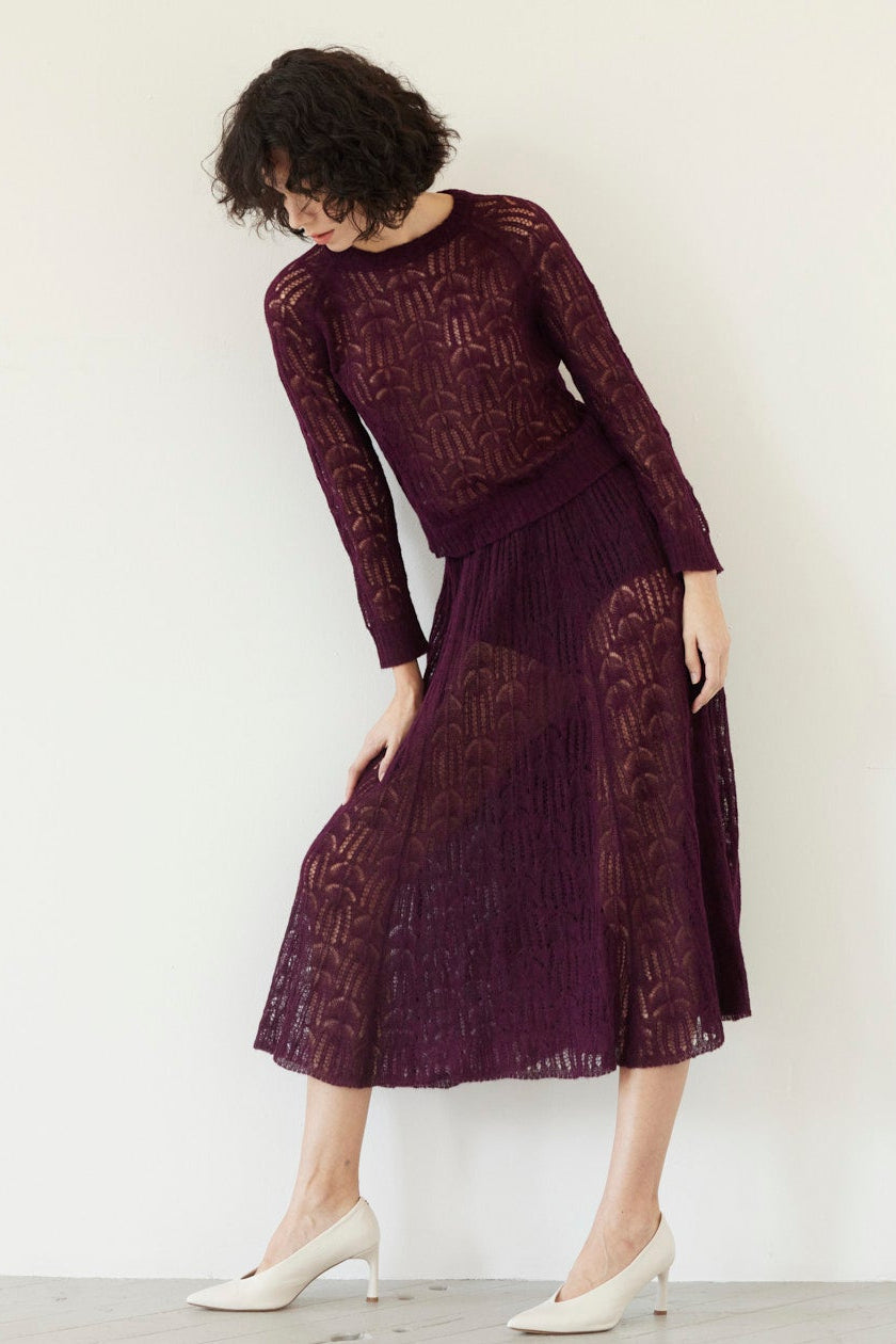 SAMPLE FW26 - Erin Lace Knit Skirt - Pinot Wine Samples CHRISTINE ALCALAY - 5