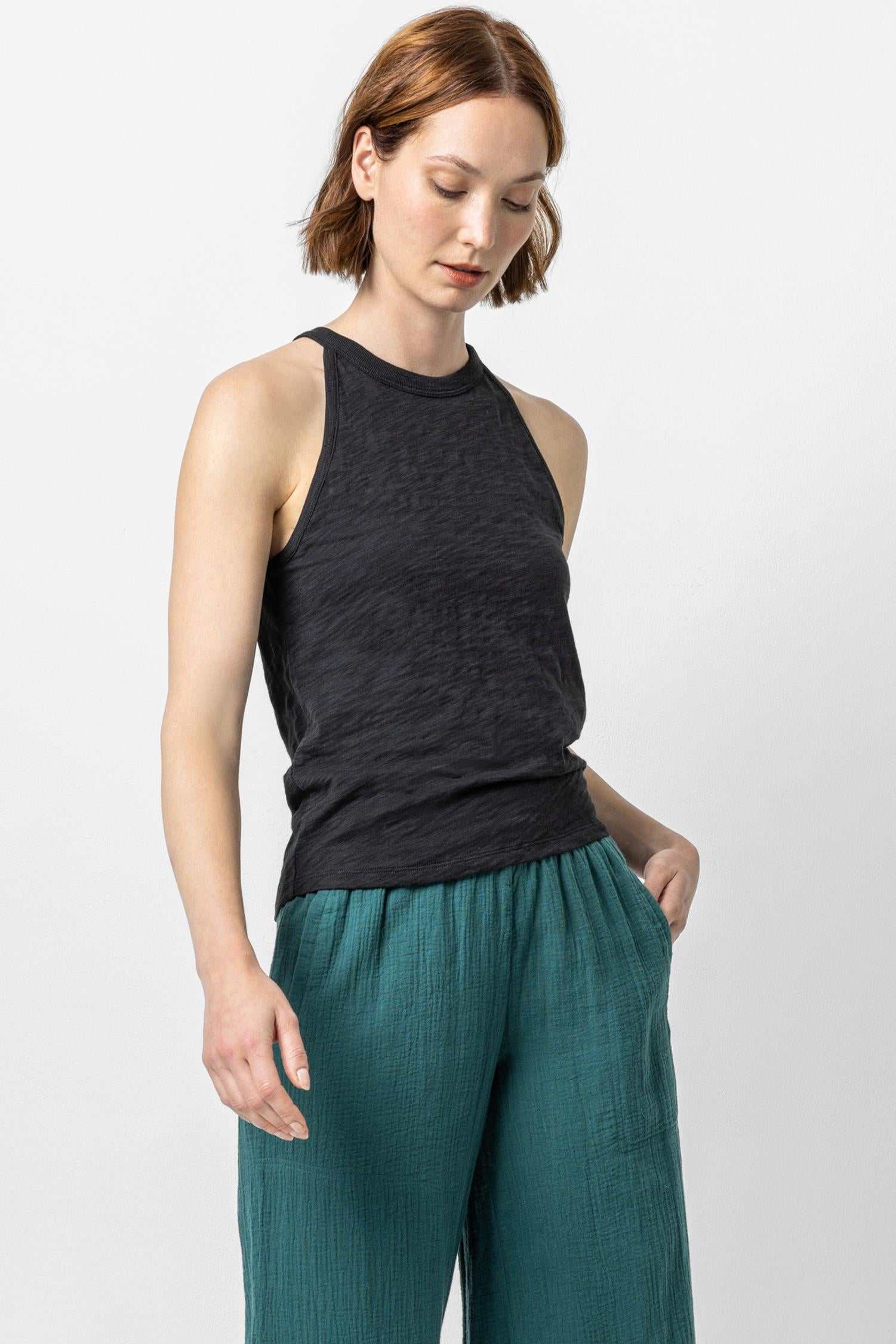 Halter Crewneck Tank Tops Lilla P. Black S
