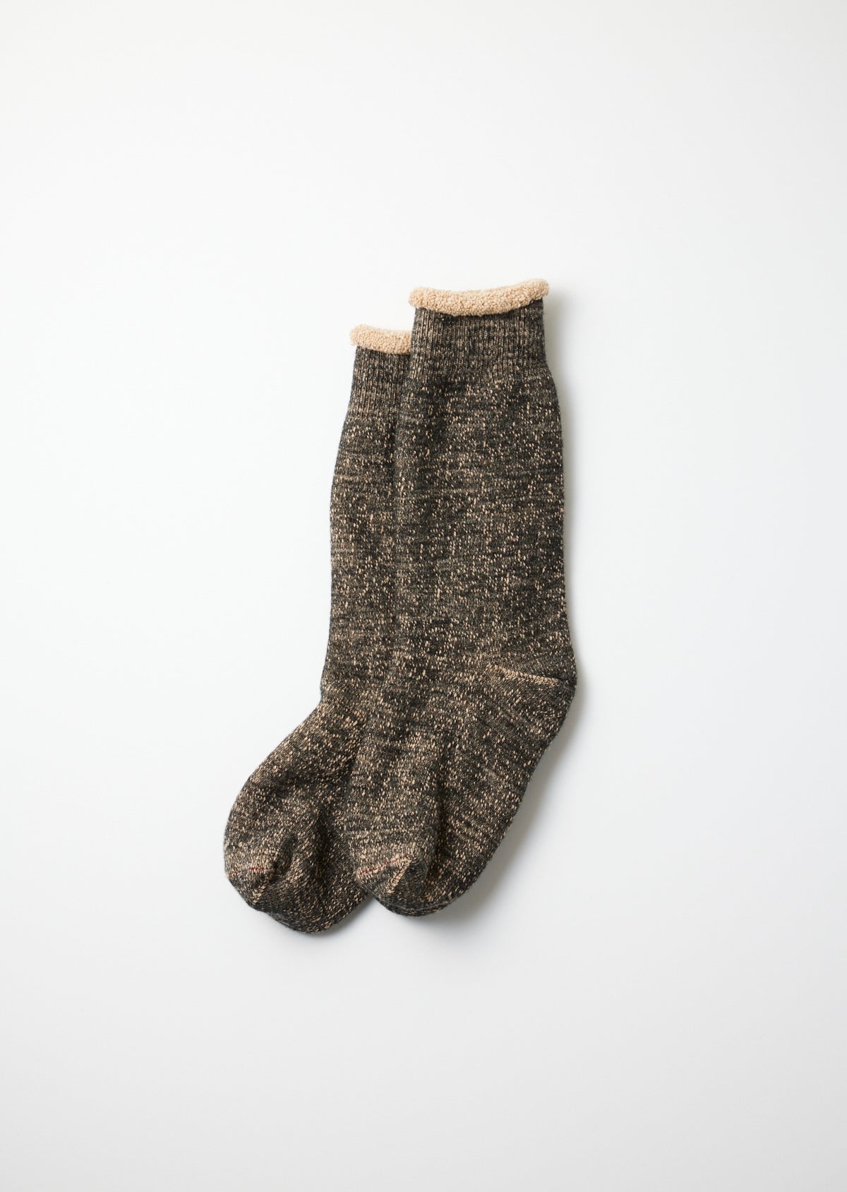 R1001-BR DOUBLE FACE CREW SOCKS "MERINOWOOL & BROWN OG " Socks RoToTo BLACK/BROWN L