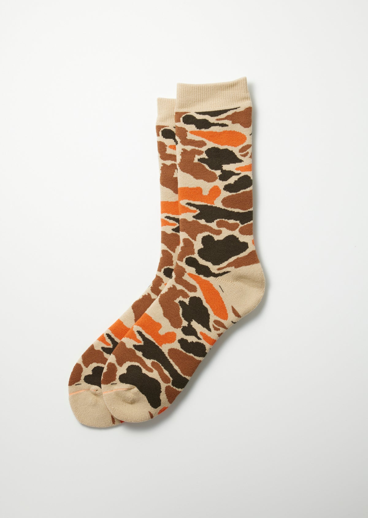 R1339 PILE CAMO CREW SOCKS Socks RoToTo BEIGE/ORANGE L