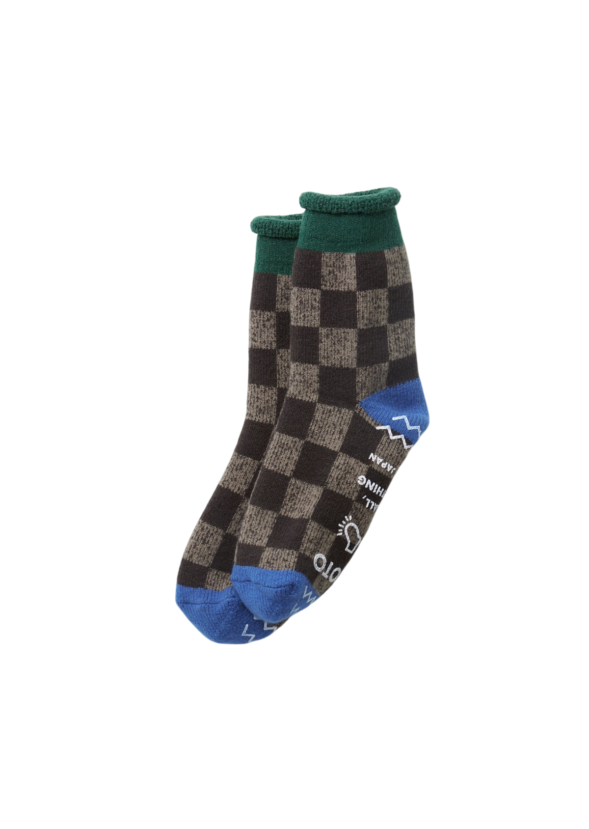 Pile Checkerboard Socks Socks & Hosiery RoToTo D.GREEN/BLUE L