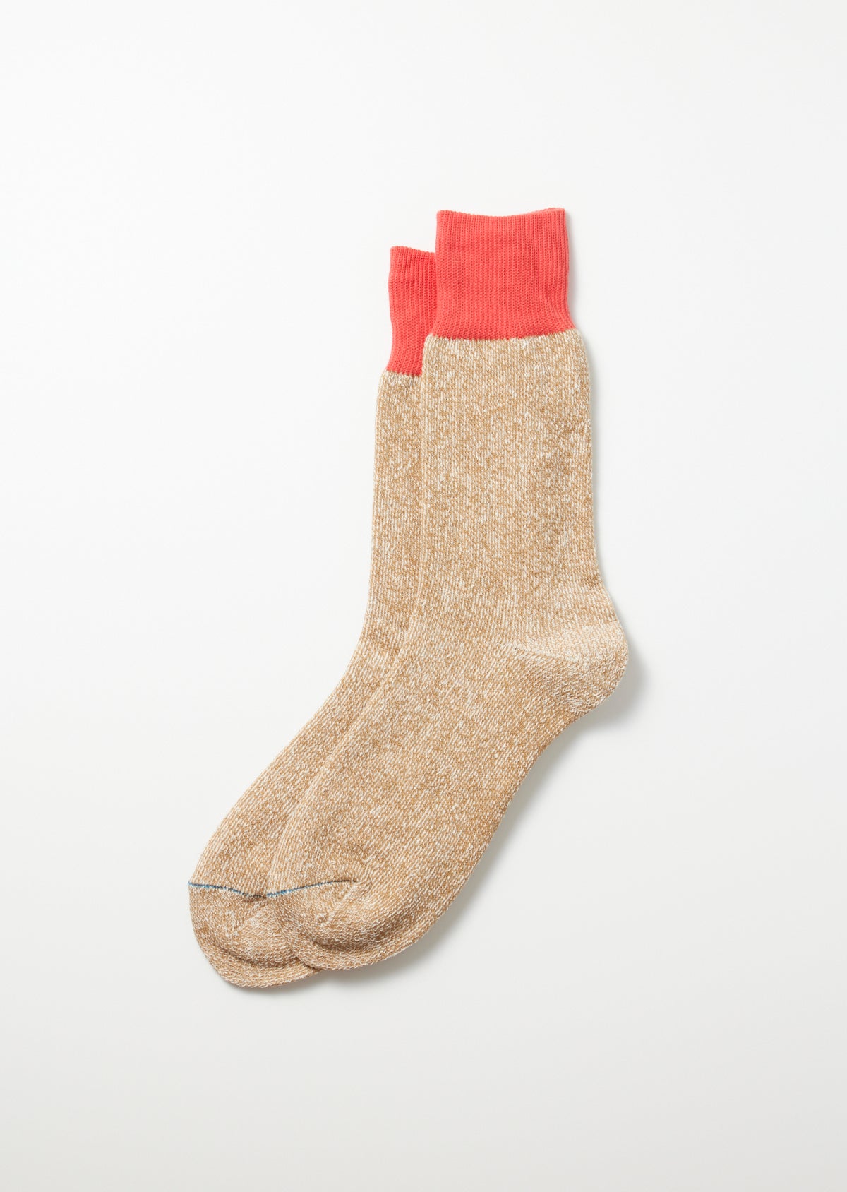 R1515 DOUBLE FACE CREW SOCKS "SILK & COTTON" Socks RoToTo BITTERSWEET/BEIGE L