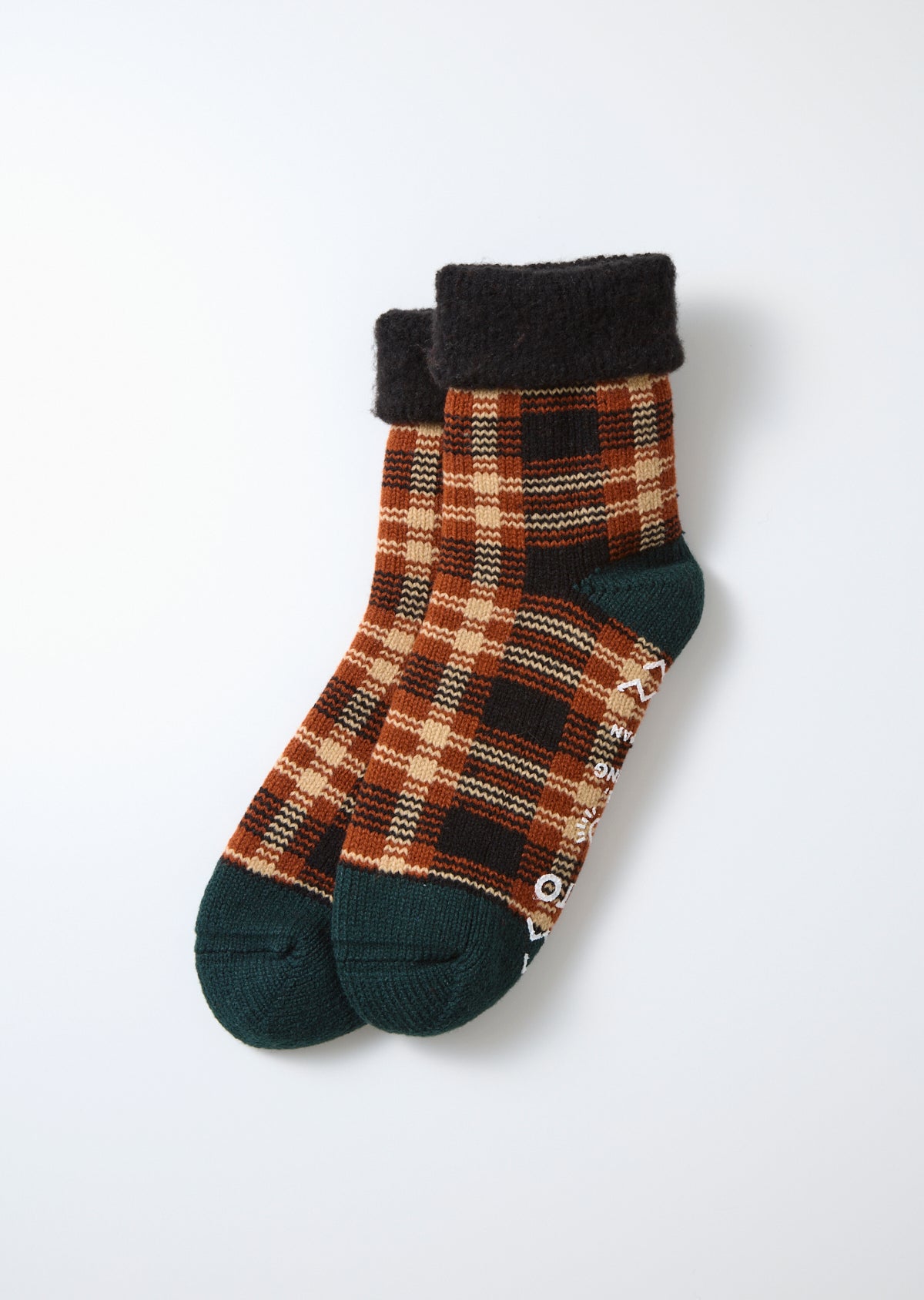 R1625 COMFY ROOM SOCKS "CHECK" Socks RoToTo BLACK/BROWN L