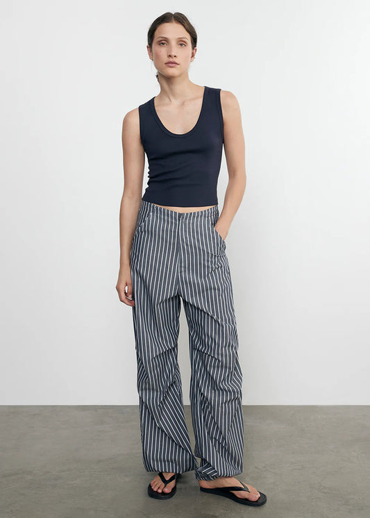 Supima Rib Baby Rib Cropped Fitted U Tank Tops Enza Costa Indigo S
