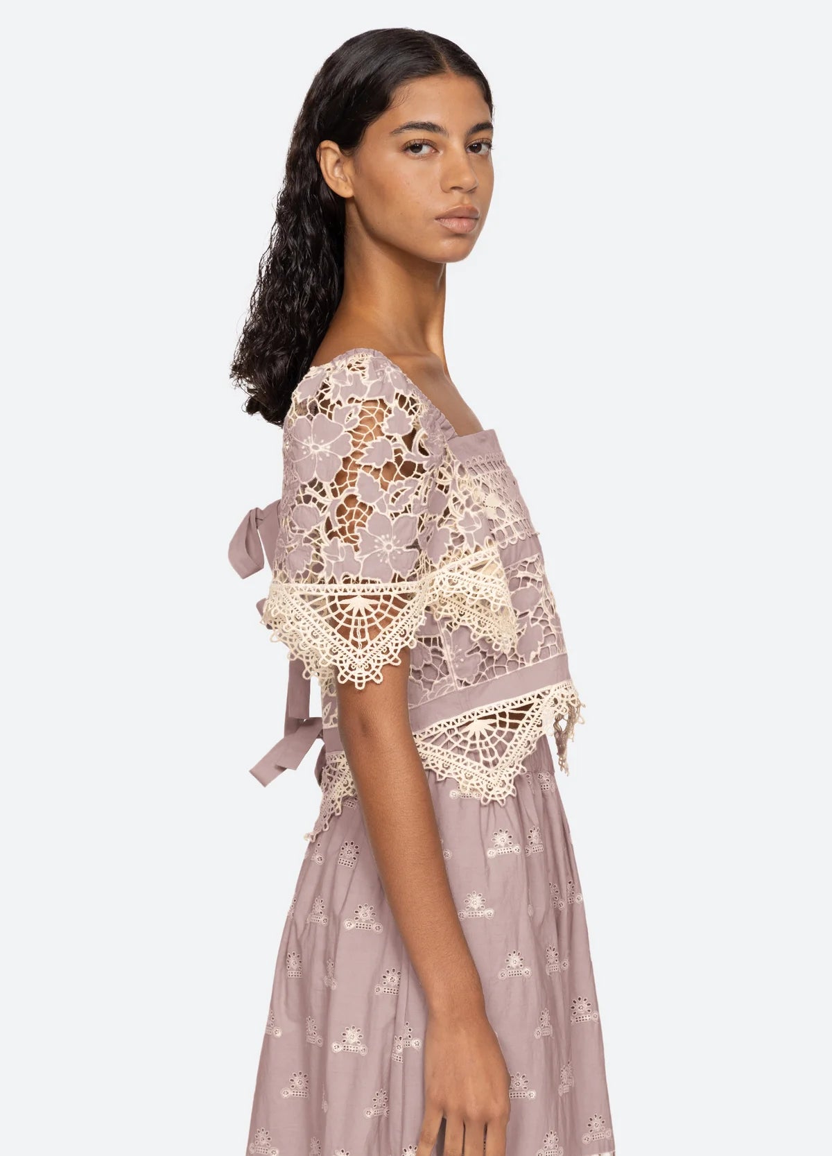 Joah Embroidery S/S Top W/ Tie Back Tops SEA NEW YORK