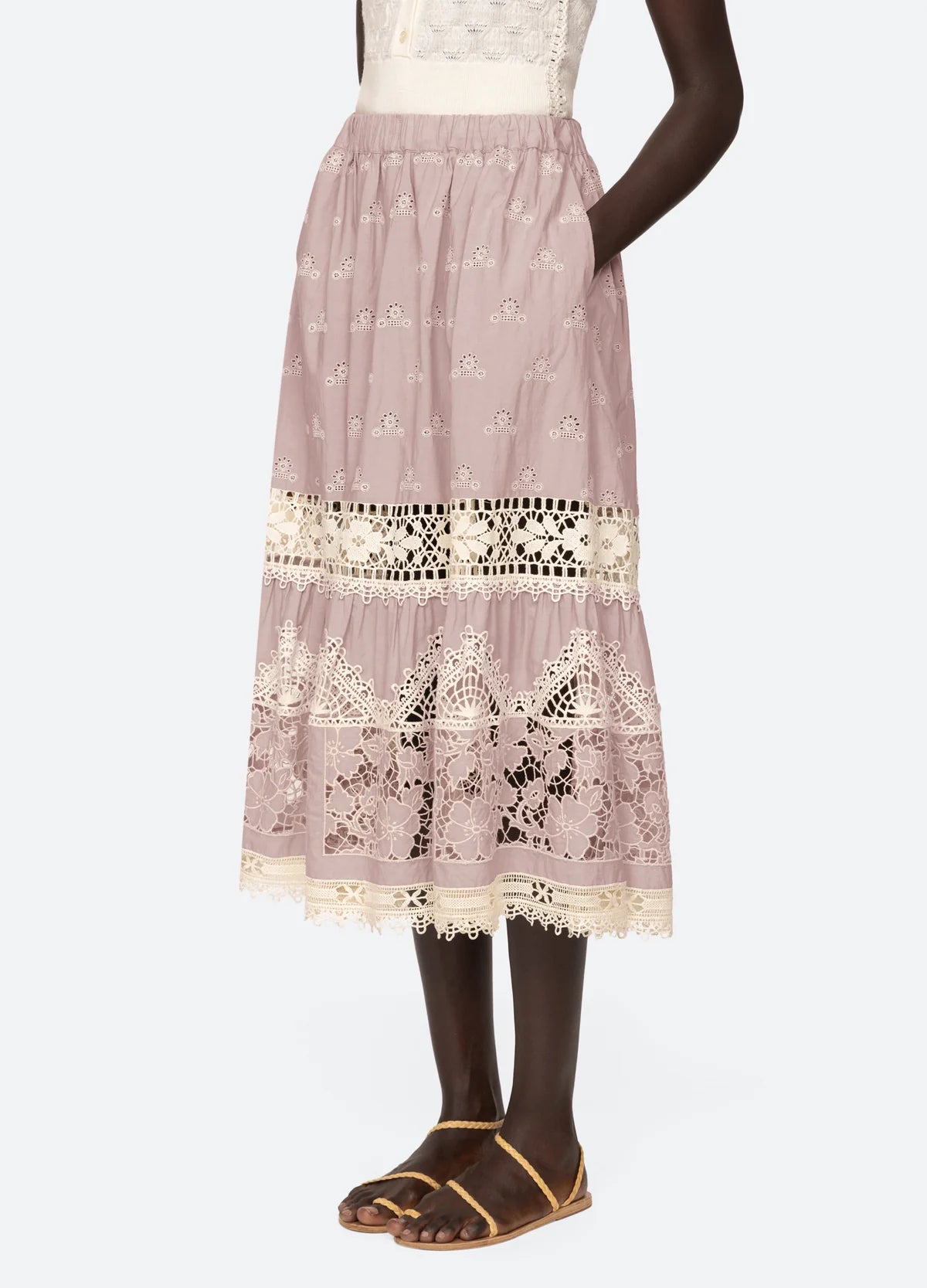Joah Embroidery Skirt  Sea Lilac S 