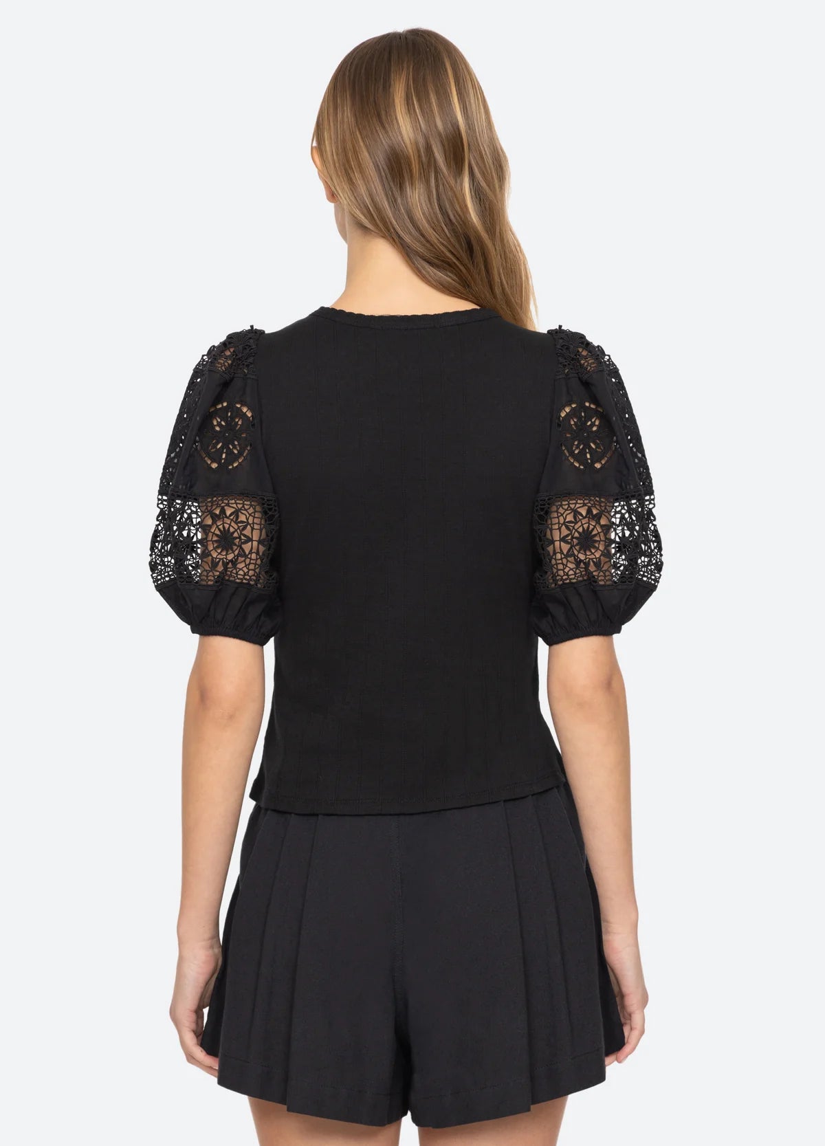 Dahlia Eyelet Combo Tee Tops SEA NEW YORK
