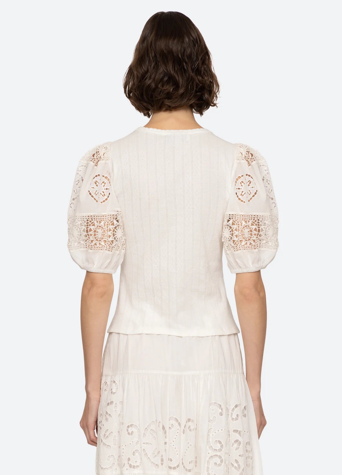 Dahlia Eyelet Combo Tee Tops SEA NEW YORK