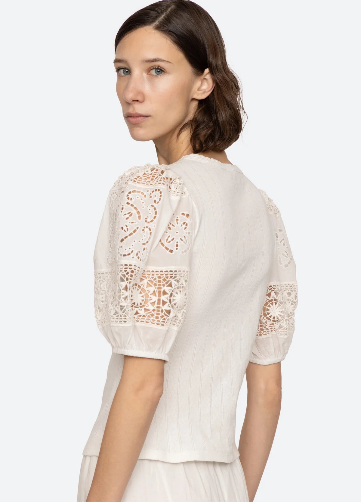 Dahlia Eyelet Combo Tee Tops SEA NEW YORK