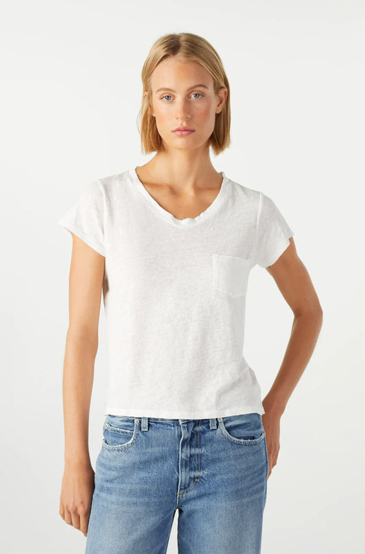 Sweetness V-Neck Tee Tops AMO Denim White S