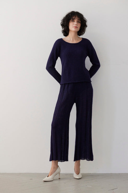 Sandra Ribbed Alpaca Knit Pant Pants CHRISTINE ALCALAY Ink One Size