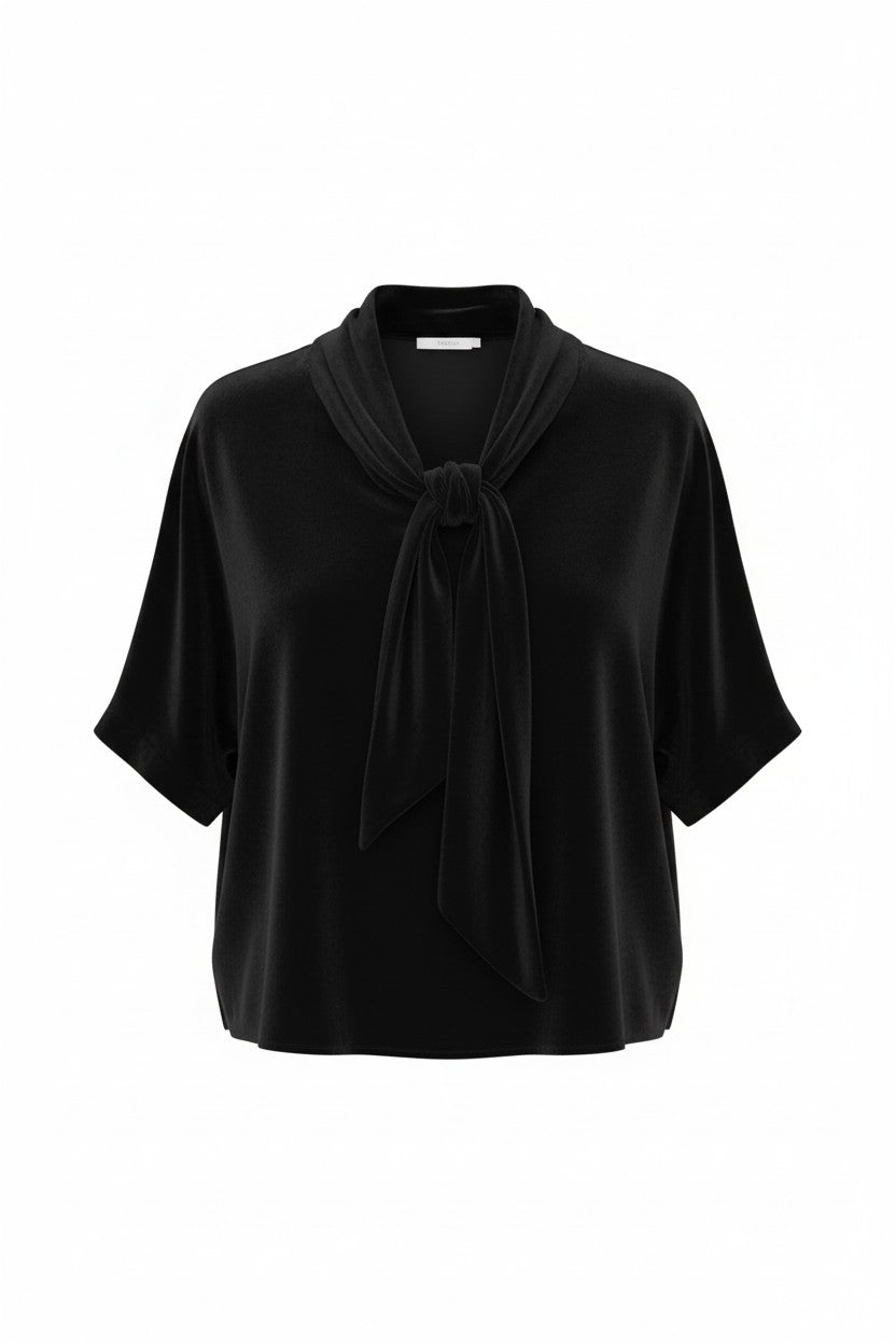 Betty Blouse in Silk Velvet-Black Tops CHRISTINE ALCALAY