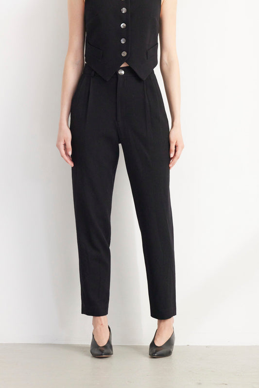 Sophia Tapered Pant in Wool Pants CHRISTINE ALCALAY Black 0