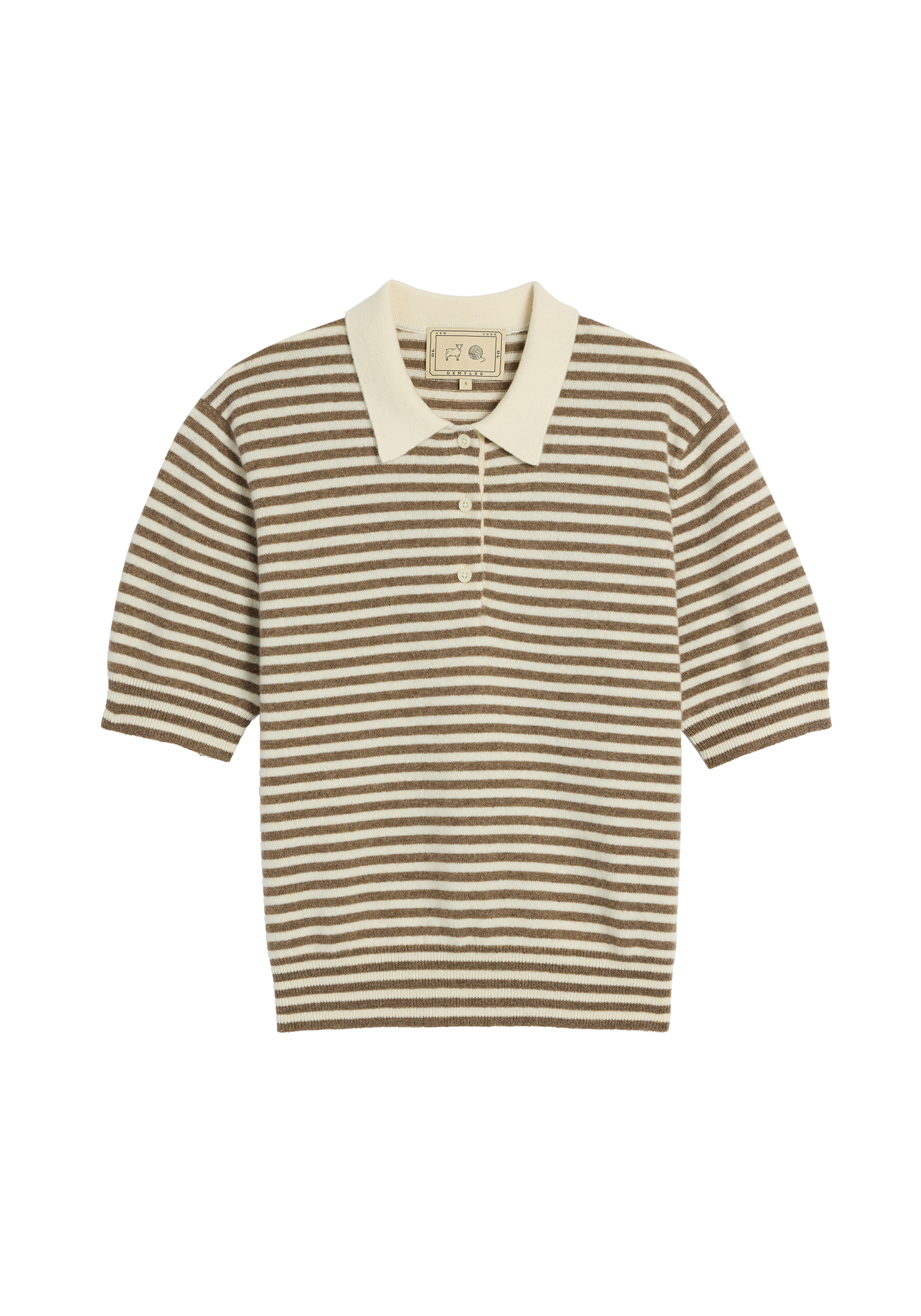 Amelia Stripe Cashmere Polo Top DEMYLEE New York