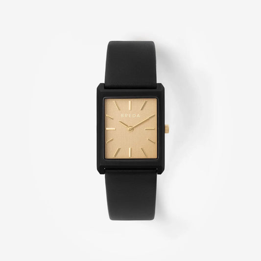 Virgil Leather Band Watch Watches Breda Black/Gold  