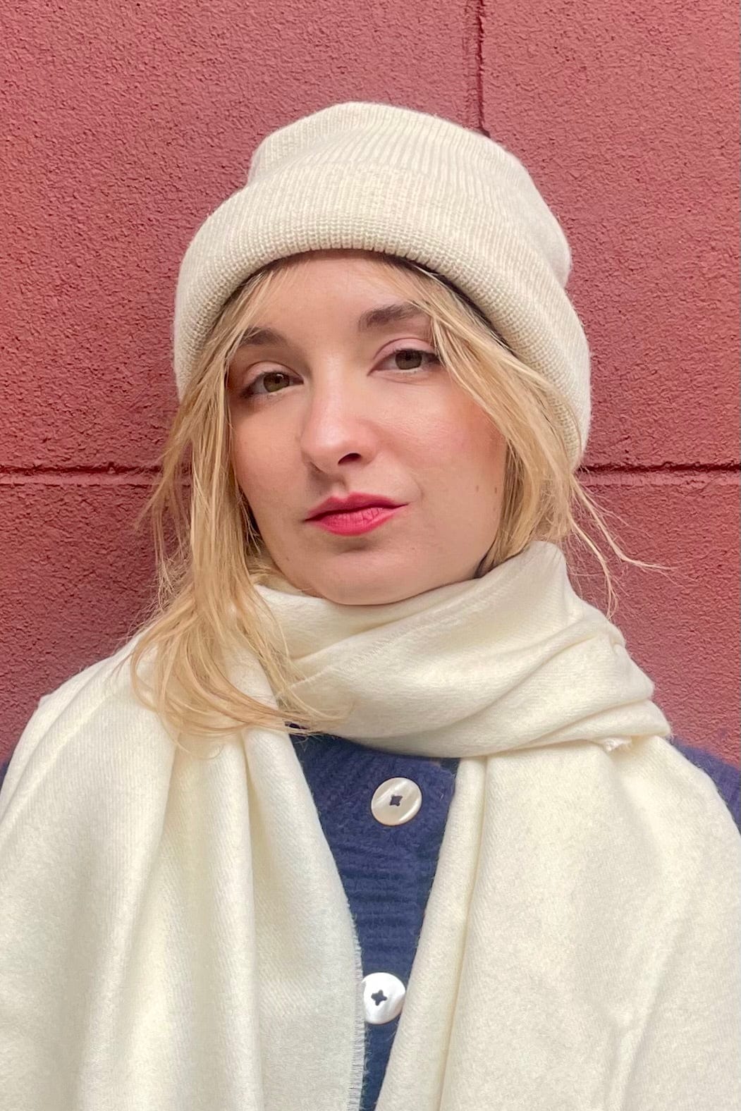 Plush Rib Beanie in Baby Alpaca Beanies CHRISTINE ALCALAY Cream One Size