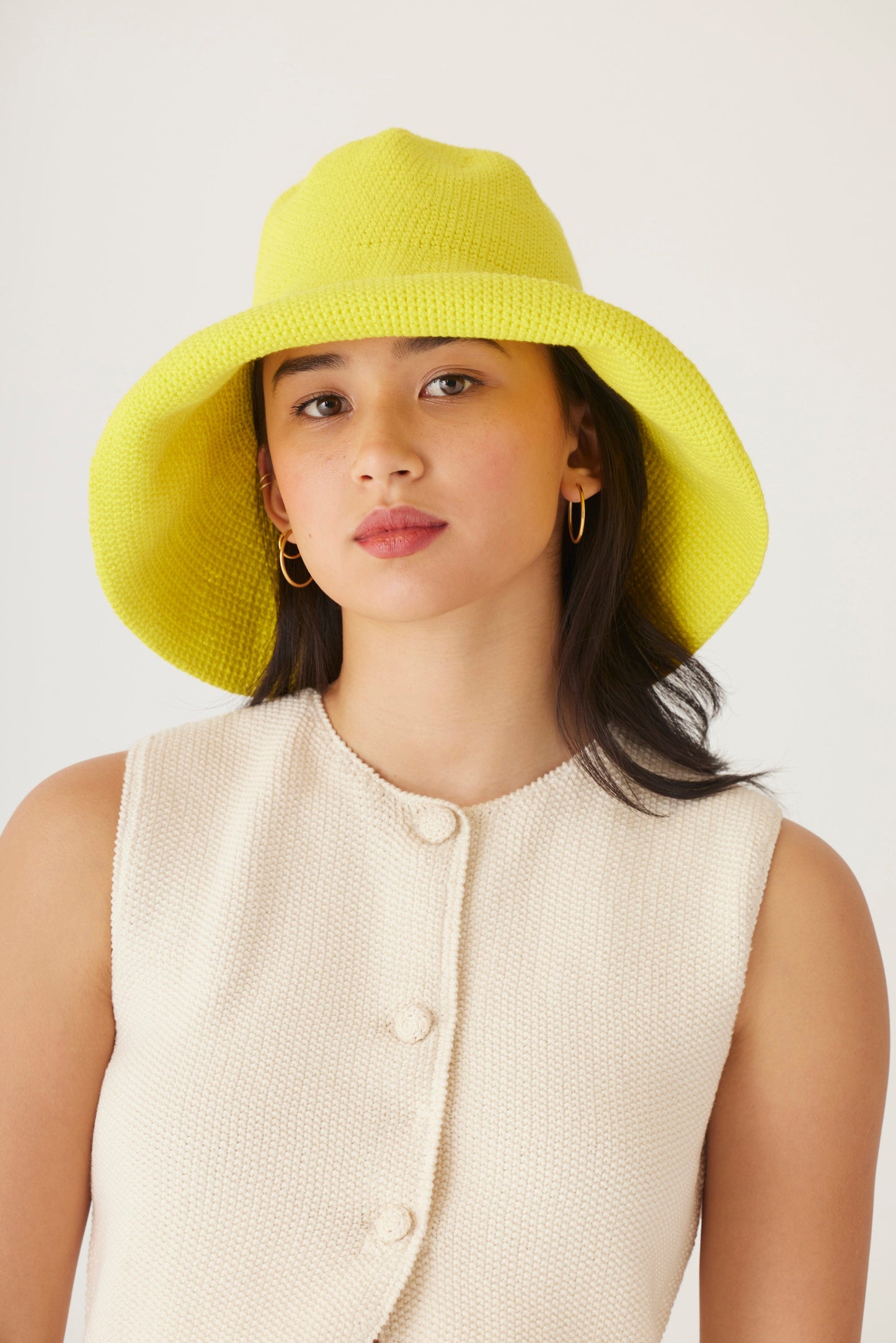 Crochet Sun Hat in Pima Cotton Accessories CHRISTINE ALCALAY Citrine