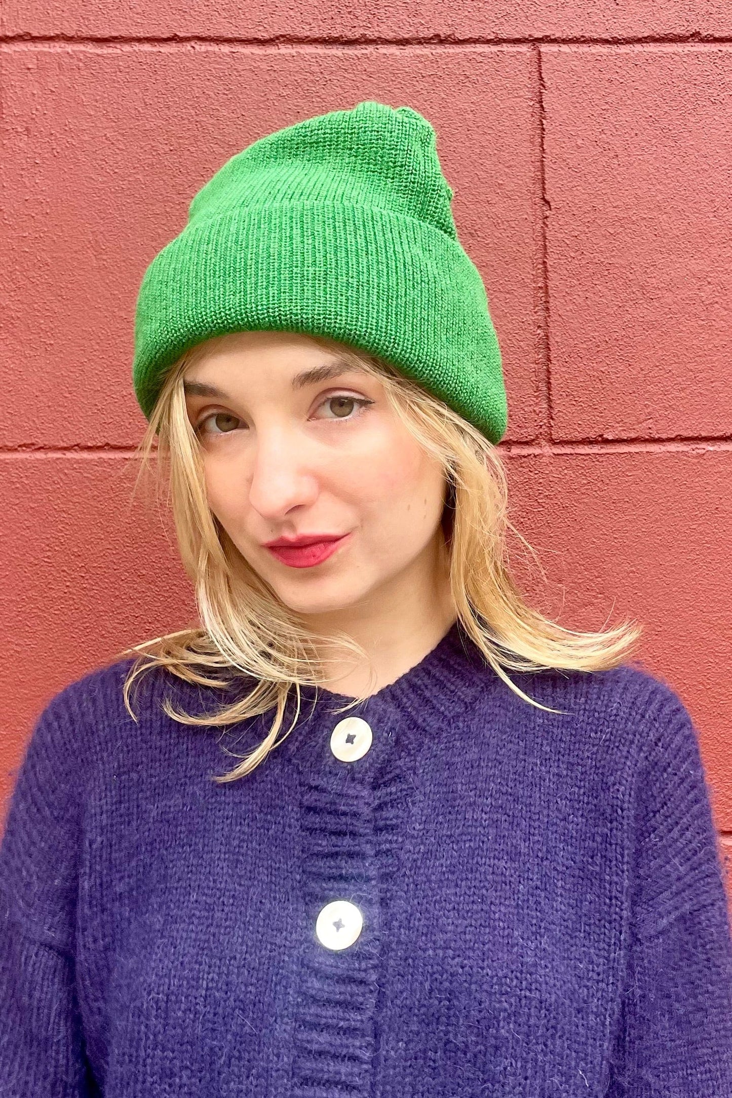 Plush Rib Beanie in Baby Alpaca Beanies CHRISTINE ALCALAY Emerald One Size