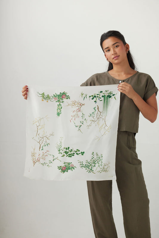 Silk Scarf: Flowers and Plants Accessories CHRISTINE ALCALAY