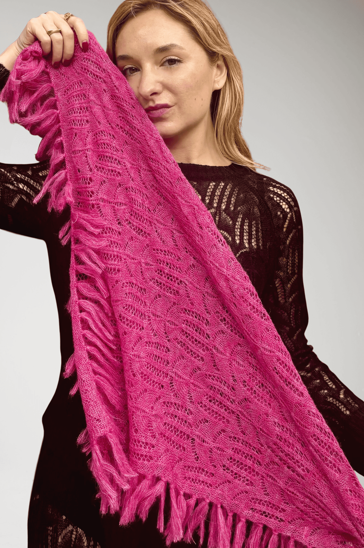 Lace Fringe Scarf in Baby Alpaca Accessories CHRISTINE ALCALAY