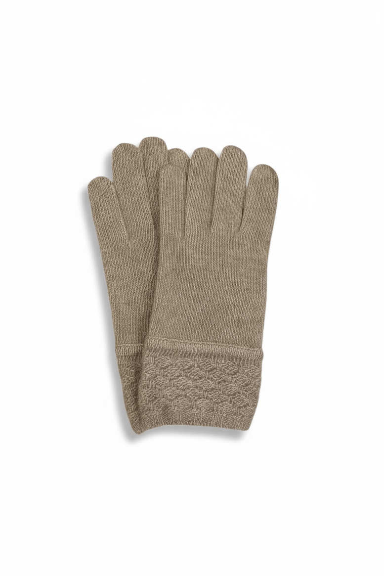 Cashmere Tech Gloves with Stitched Cuff - Nile Brown Accessories CHRISTINE ALCALAY