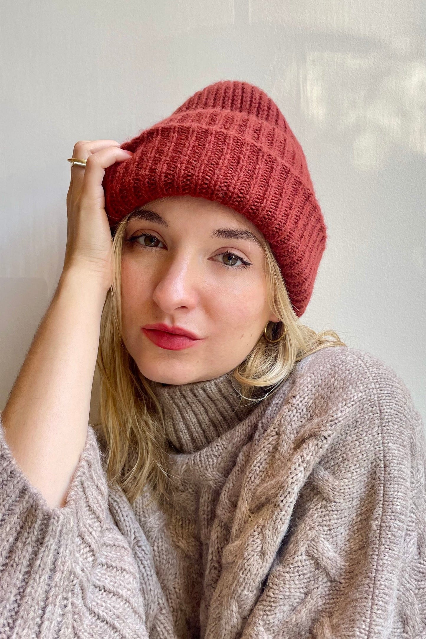 Lofted Beanie in Alpaca Wool Blend Beanies CHRISTINE ALCALAY Rust One Size